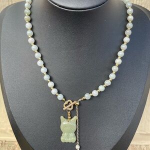 Elegant Jade Kuromi Pendant Necklace